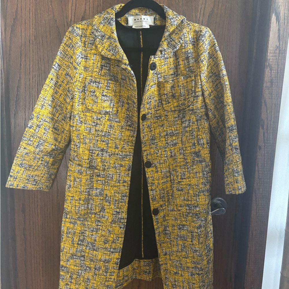 EUC MARNI Yellow Coat Luxury Italian Fashion IT 44 US 8